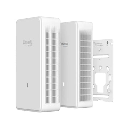 A bottom-angle view showing the physical interfaces of the EAP775-Wall, highlighting the dual 2.5G Ethernet ports and three Gigabit downlink ports with PoE out capabilities.