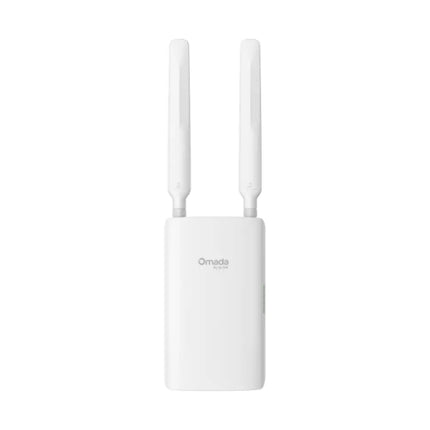 Omada ER703WP-4G outdoor 4G LTE Wi-Fi router featuring a weatherproof IP65-rated white casing and high-gain external antennas.