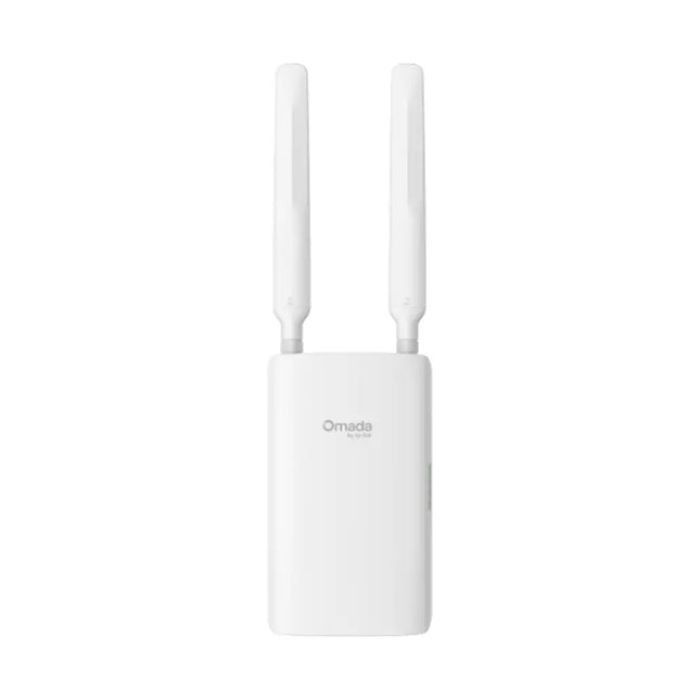 Omada ER703WP-4G outdoor 4G LTE Wi-Fi router featuring a weatherproof IP65-rated white casing and high-gain external antennas.