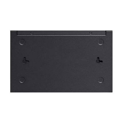 Angled view of the compact, white Omada ES210GP smart switch designed for desktop installation.