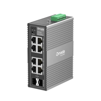 TP-Link Omada IES208G tough industrial switch deployed in a factory setting, demonstrating its wide operating temperature and IP30-rated protection.
