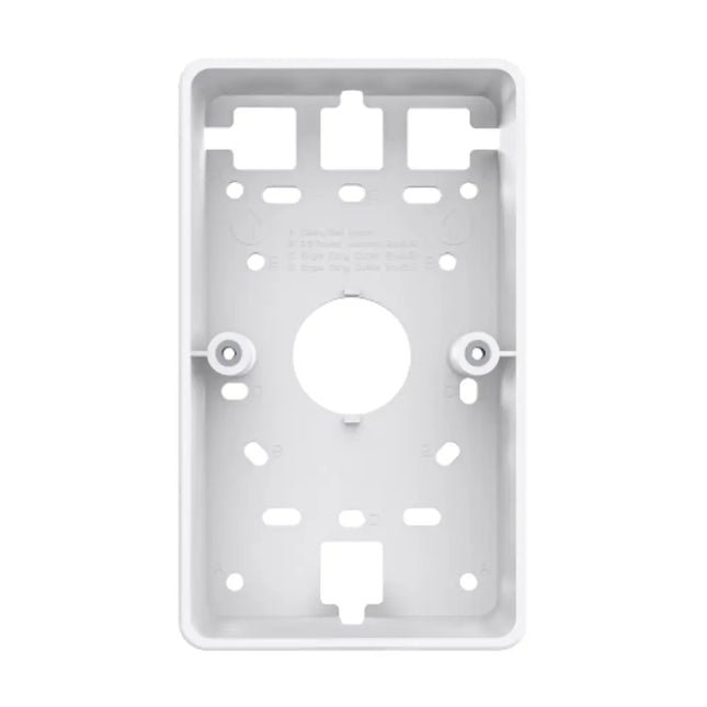 Front view of the TP-Link Omada OJB-100 surface-mount junction box in white, designed for installing wall plate access points on bare walls.