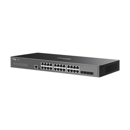 A visual representation of the SG3428X integrated into the Omada SDN platform, showing centralized cloud management, Zero-Touch Provisioning (ZTP), and remote monitoring via the Omada app.