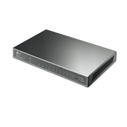 Rear view of the Omada TL-SG2008 switch, highlighting the DC power input jack and the Kensington security slot for desktop or wall-mount placement.