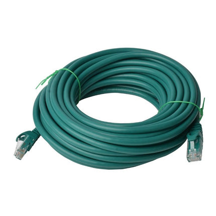 8ware CAT6A 10Gbps UTP Ethernet Cable 20m - Snagless Green Color RJ45 Network LAN Patch Cord LSZH - CCTV Guru