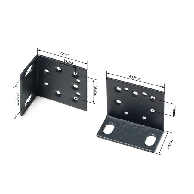RackMount Kit-19 designed for 19-inch TP-Link network switches, showing mounting brackets and screws.