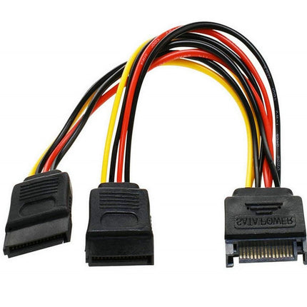 8Ware HDD SATA Power Splitter Y Cable Adapter 15cm 1x 15 - pin to 2x 15 - pin Male to Female 1 to 2 Extension - CCTV Guru