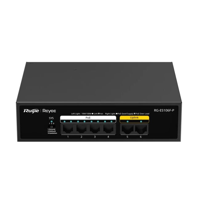 Ruijie Reyee RG-ES106F-P 6-port unmanaged PoE switch front view