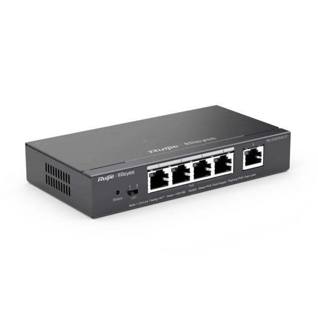RG-ES205GC-P cloud managed PoE switch with 4 PoE+ ports