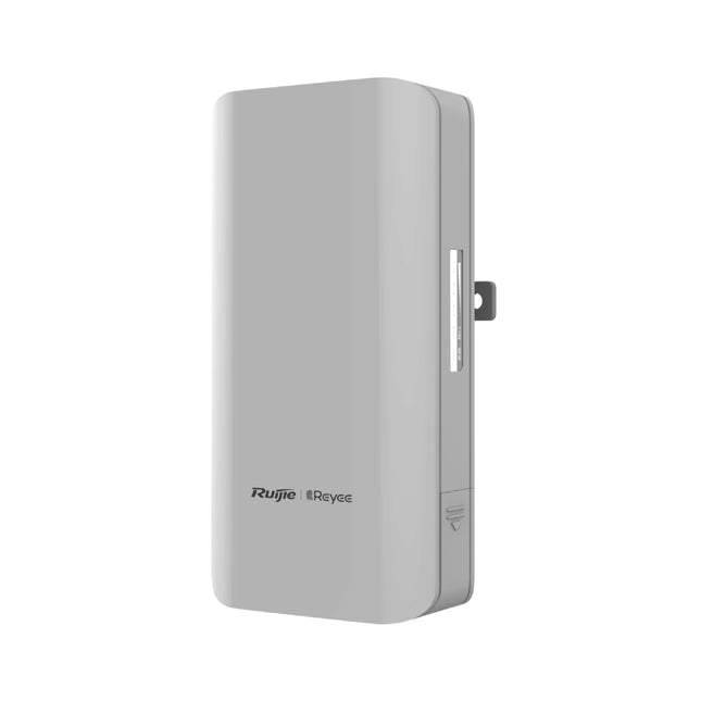 Rear view of the Ruijie Reyee RG-EST310 V2 wireless bridge showing the universal alignment mounting bracket for pole or wall installations.