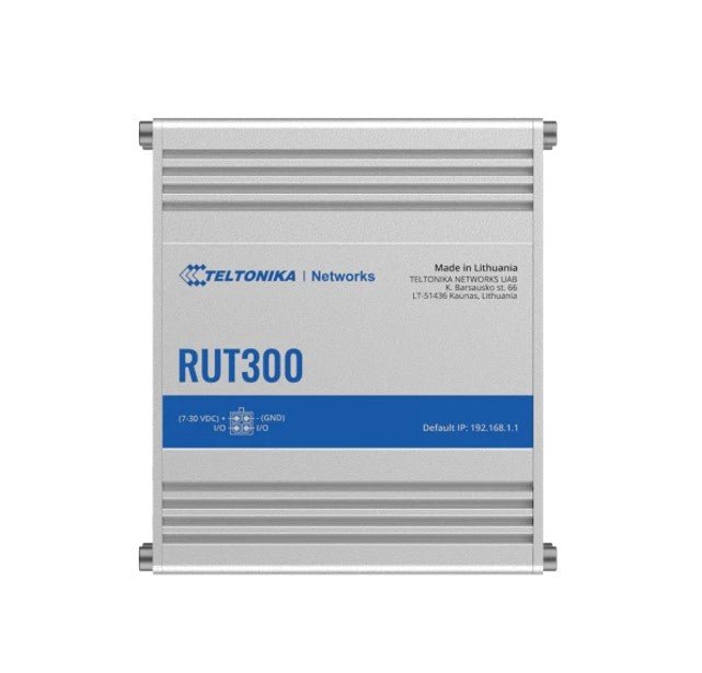 Teltonika RUT300 - Rugged industrial fast Ethernet router, 5 Ethernet ports, 2 configurable digital Inputs/Outputs, and 1 USB port. - CCTV Guru