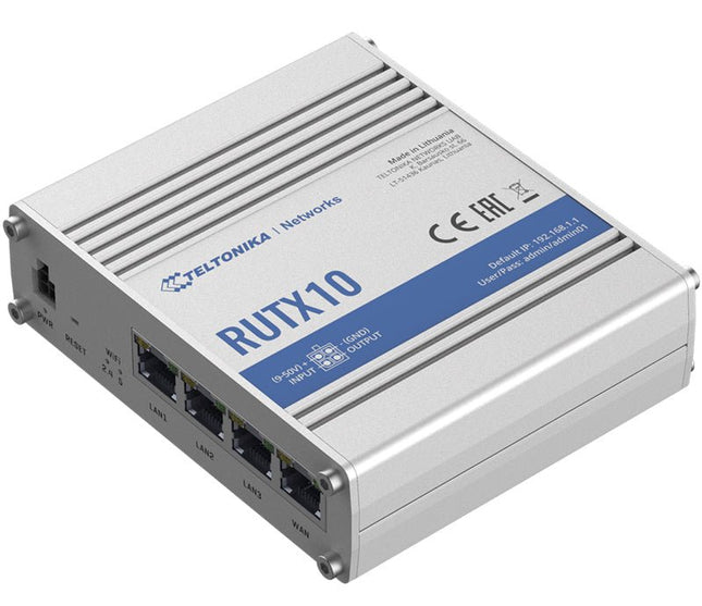 Teltonika RUTX10 - Industrial Ethernet Router/VPN/Firewall (NO - LTE) with Dual Band WiFi 5 802.11ac, Gigabit Ethernet and Bluetooth LE - CCTV Guru