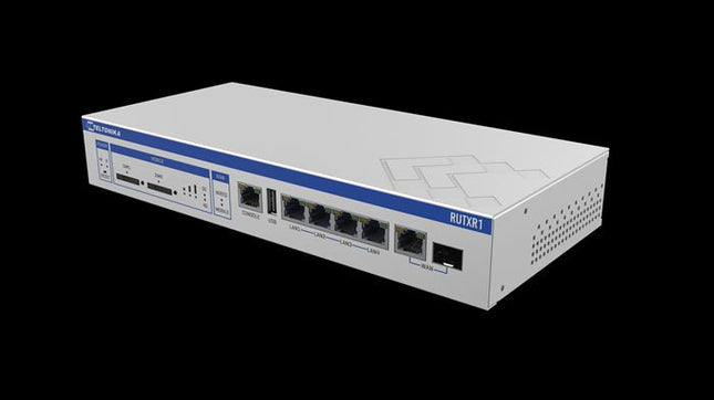 Teltonika RUTXR1 - Enterprise Rack - Mountable SFP/LTE Router, 5x Gigabit Ethernet Ports, Dual Sim Failover, Redundant Power Supplies - CCTV Guru