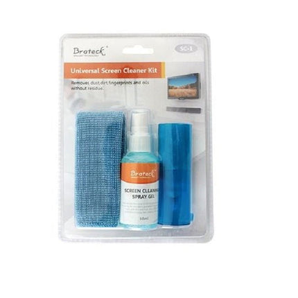 Brateck 3 - In - 1 Screen Cleaner Kit 1 x 60ml Screen Cleaner + 1 x 200x200mm Pearl Cloth + 1 x Soft Brush(LS) - CCTV Guru