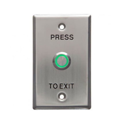 SECOR  WEL1911 stainless steel press-to-exit button with illuminated green LED halo — IP65 rated flush mount REX button for Australian access control installations