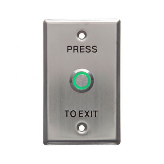 SECOR  WEL1911 stainless steel press-to-exit button with illuminated green LED halo — IP65 rated flush mount REX button for Australian access control installations