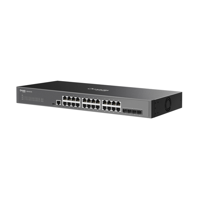 Close-up of the 24 2.5Gbps RJ45 ports on the TP-Link SG3428X-M2 switch, highlighting ultra-fast wired connectivity.