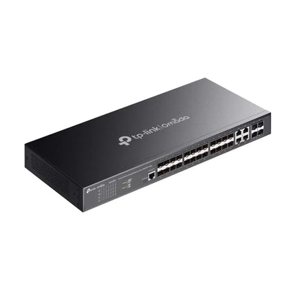 TP-Link Australia Omada SG3428XF 24-port SFP and 4-port 10GE SFP+ enterprise-grade rackmount managed switch.