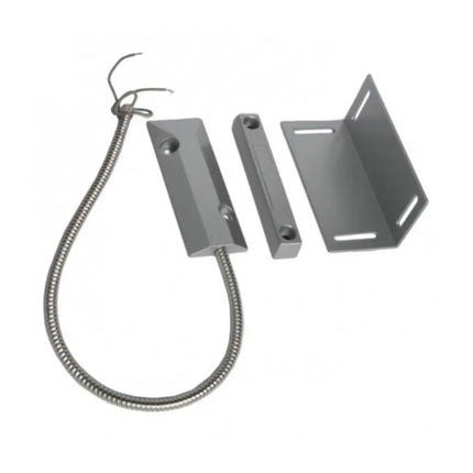 Smart Hardwired Roller Door Reed Switch Silver Detection Gap 50mm 1 X N/c Output (dry) Contact 16hx15wx106d Magnet 50hx50wx106d Bracket With 460mm Armoured Cable - CCTV Guru