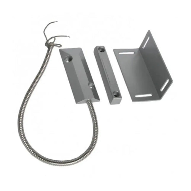 Smart Hardwired Roller Door Reed Switch Silver Detection Gap 50mm 1 X N/c Output (dry) Contact 16hx15wx106d Magnet 50hx50wx106d Bracket With 460mm Armoured Cable - CCTV Guru