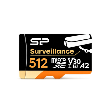 SP Surveillance 512GB microSDXC memory card V30 A2 for CCTV security cameras, edge recording and 24-7 surveillance