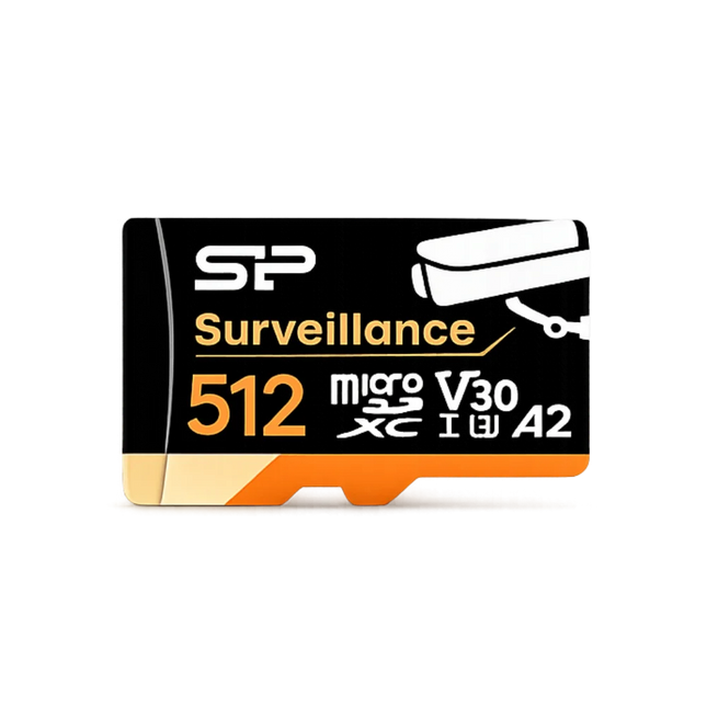 SP Surveillance 512GB microSDXC memory card V30 A2 for CCTV security cameras, edge recording and 24-7 surveillance