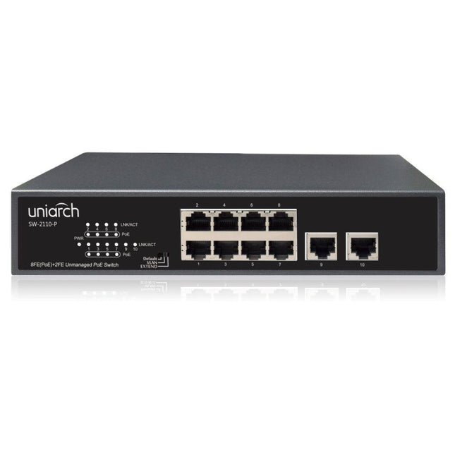 Uniarch 10 - Port PoE Switch with 8 x PoE Ports, SW - 2110 - P - CCTV Guru