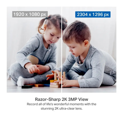 The Tapo C211 security camera demonstrating its 2K 3MP resolution and advanced infrared night vision feature used as a smart baby monitor.