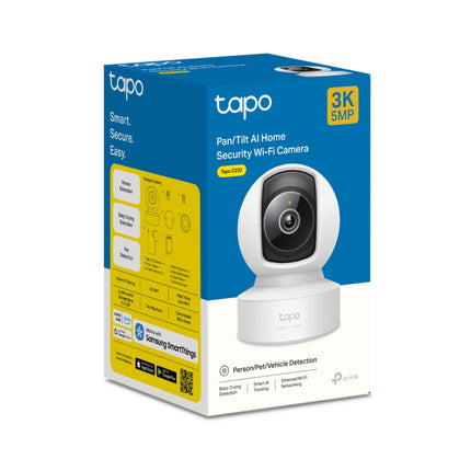 Front view of the official retail packaging for the TP-Link Tapo C232 Pan/Tilt AI Home Security Wi-Fi Camera, Australian edition.