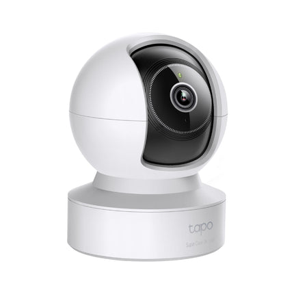 Multiple angle overlay showing the physical 360-degree horizontal panning and wide vertical tilting movement of the Tapo C232 camera lens.
