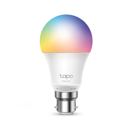 TP-Link Tapo L530B Smart Wi-Fi Multicolour Light Bulb product box and bulb on a clean white background.