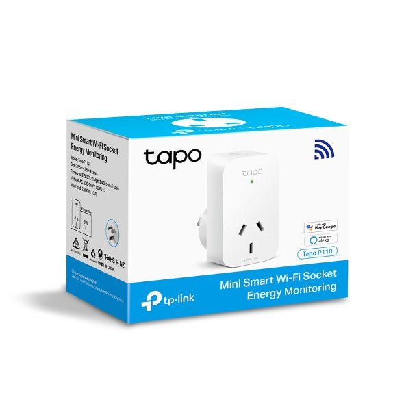 TP - Link Tapo P110 Mini Smart Wi - Fi Socket, Energy Monitoring, Tapo App, Remote Control, Schedule & Timer, Voice Control, Away Mode, Easy Setup - CCTV Guru