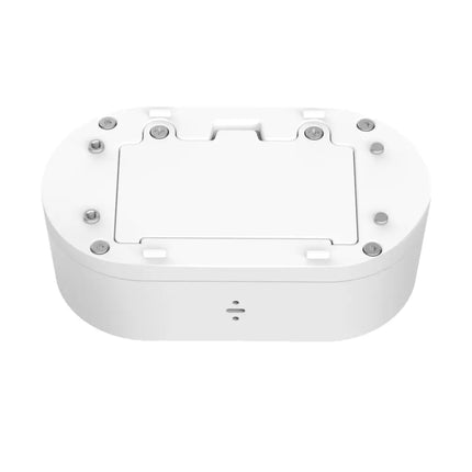 Tapo T300 smart water leak sensor placed under a bathroom vanity sink to detect plumbing leaks.