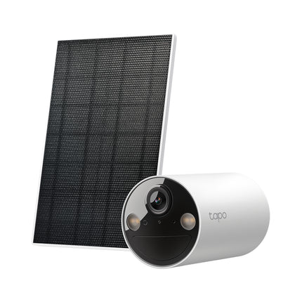 Tapo TC82 KIT smart solar-powered wire-free security camera with the included high-efficiency solar panel and mounting base.
