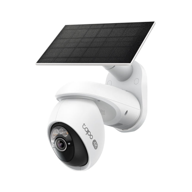 Tapo TC92 KIT smart solar-powered wire-free security camera with the included solar panel and mounting base.