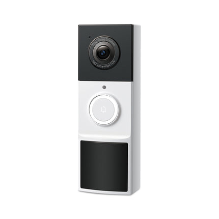 Tapo TD21 battery-powered doorbell camera highlighting its ultra-wide 160-degree head-to-toe vertical field of view.