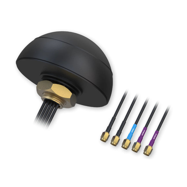 Teltonika multi-band combo MIMO cellular GNSS and Wi-Fi flush mount puck antenna in a low-profile weatherproof black housing.