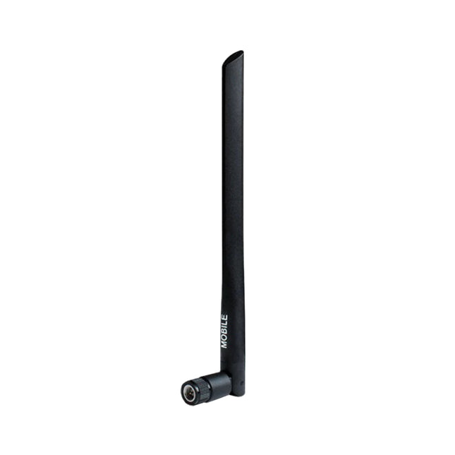 Teltonika Flyer PR1US440 compact 4G LTE cellular antenna in black featuring a 90-degree swivel joint and SMA male connector.