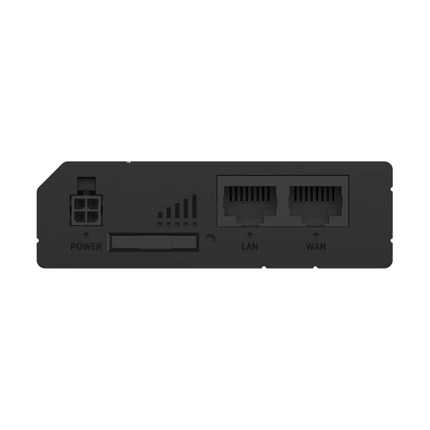Teltonika RUT241 router ports showing SIM slot and Ethernet connections for CCTV and networking setup