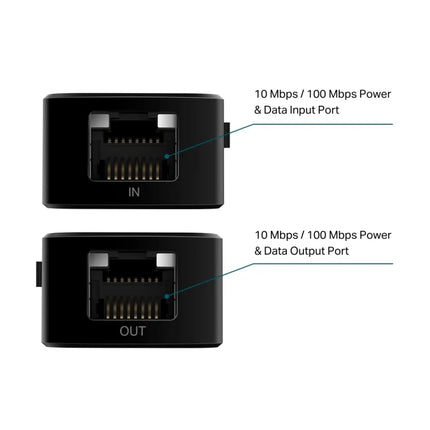 TP-Link TL-POE10E Fast Ethernet PoE+ Extender for extending power over Ethernet to remote IP cameras and wireless access points without extra power supplies.