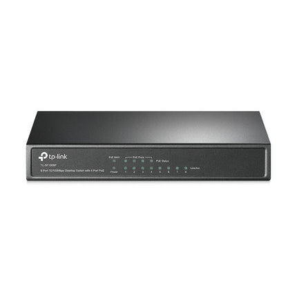 TP - Link TL - SF1008P 8 - Port 10/100Mbps Desktop Unmanaged Switch 4 - Port PoE 57W IEEE 802.3af, Fanless - CCTV Guru