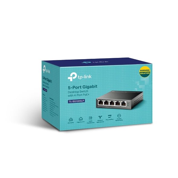 TP - Link TL - SG1005LP 5 - Port Gigabit Desktop Switch with 4 - Port PoE+, Up To 40W For All POE Ports, Up To 30W Each Port - CCTV Guru