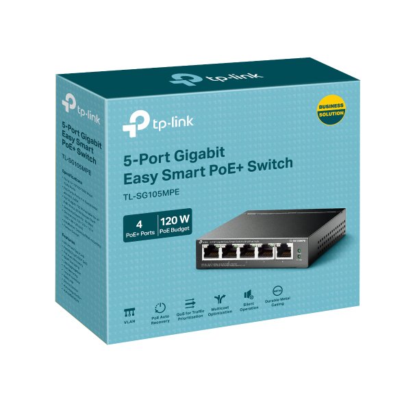 TP - Link 5 - Port Gigabit Easy Smart Switch with 4 - Port PoE+ - TL - SG105MPE - CCTV Guru