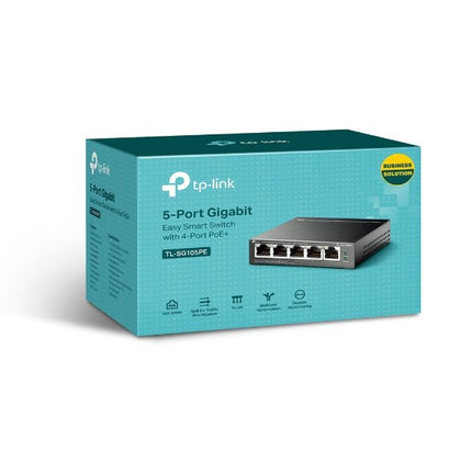 TP - Link TL - SG105PE 5 - Port Gigabit Easy Smart Switch with 4 - Port PoE+, Up To 65W For All POE Ports, Up To 30W Each Port - CCTV Guru