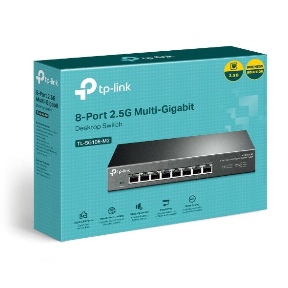 TP - Link TL - SG108 - M2 8 - Port 2.5G Desktop Switch, Super Fast Connection 2.5G NAS, 2.5G Server, 2.5G WiFi 6 AP, 4K Video, Wall Mountable, Plug and Play - CCTV Guru