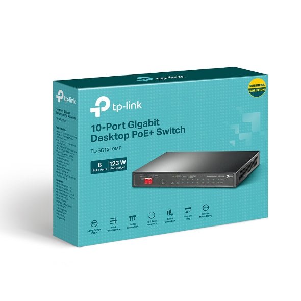 TP - Link TL - SG1210MP 10 - Port Gigabit Desktop Switch with 8 - Port PoE+ - CCTV Guru