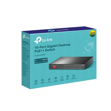 TP - Link 10 - Port Gigabit Desktop Switch with 6 - Port PoE+ and 2 - Port PoE++ - TL - SG1210PP - CCTV Guru