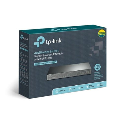 TP - Link TL - SG2210P 8 - Port Gigabit Smart PoE Switch with 2 SFP Slots L2/L3/L4 QoS and IGMP Snooping WEB/CLI Managed 53W, Fanless - CCTV Guru