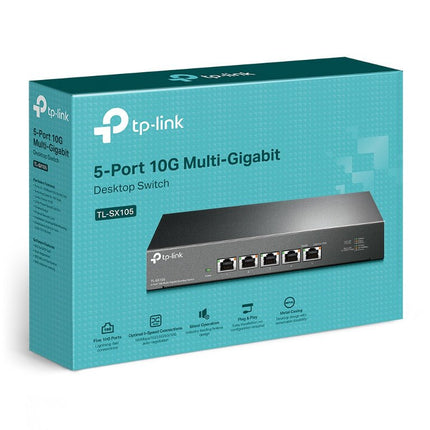 TP - Link TL - SX105 5 - Port 10G Desktop Switch, up to 100 Gbps switching capacity, Auto - negotiation, Silent Operation, Metal Casing - CCTV Guru