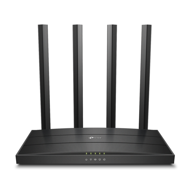 TP-Link Archer A6 AC1200 dual-band wireless MU-MIMO gigabit router featuring four external high-performance antennas.